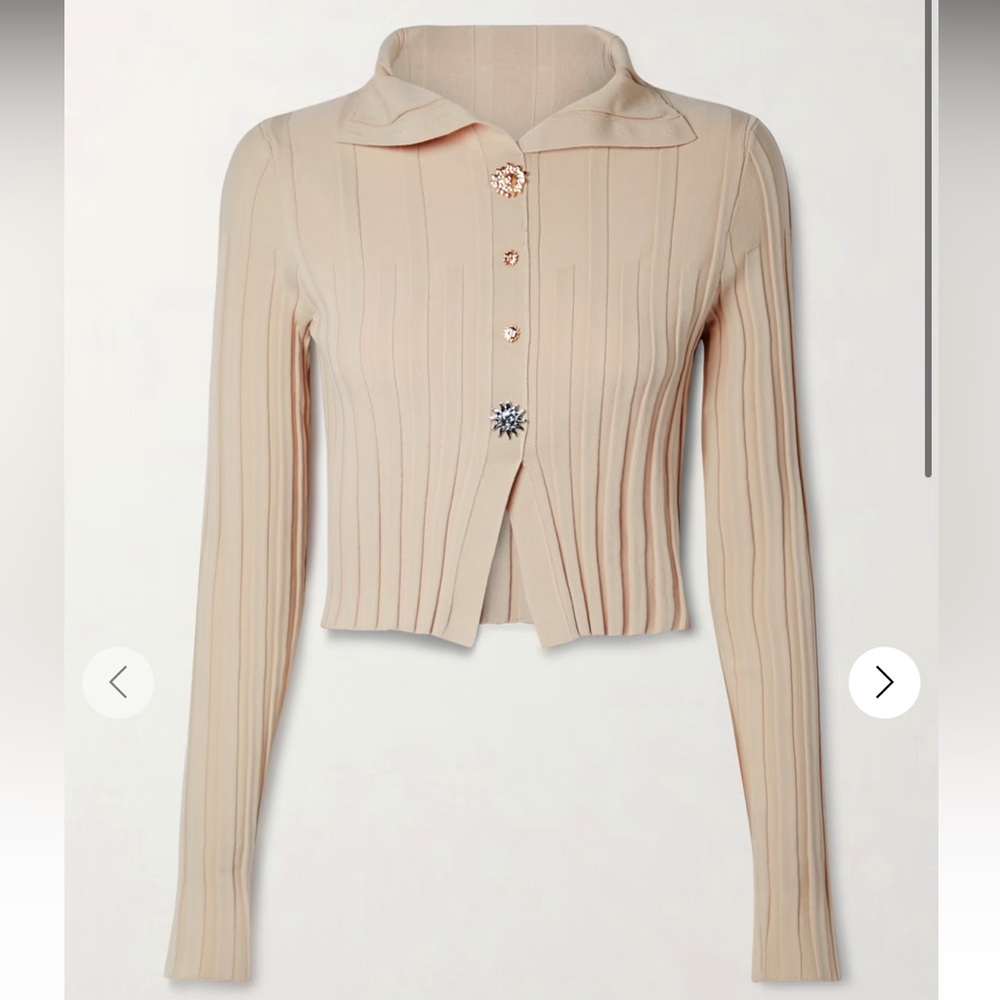 Jacquemus bando cropped button-embellished ribbed-knit cardigan
